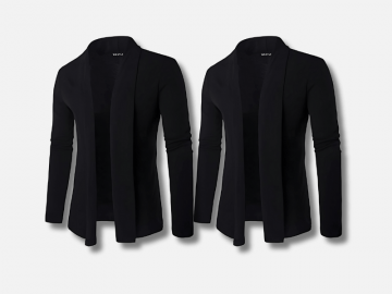 Kit 2 Cardigans Masculinos Com Lapela Alongada - Preto 
