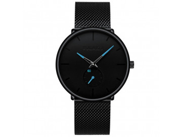 Kit 2 Relógios Yolako Masculinos Pulseira em Malha de Aço Inoxidável - Azul e Dourado