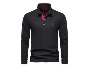 Kit 2 Camisas Polos Masculina Manga Longa Animals - Branco e Preto