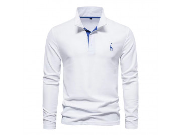 Kit 2 Camisas Polos Masculina Manga Longa Animals - Branco e Caqui